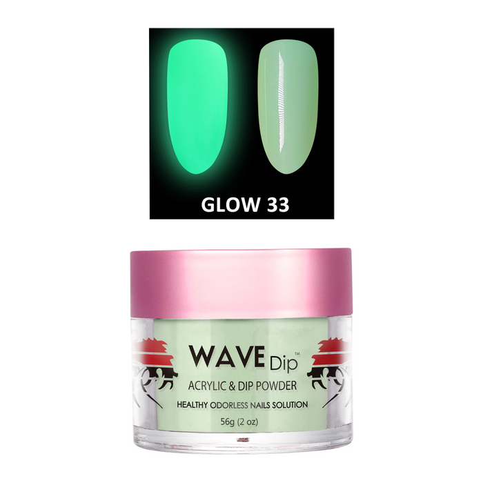 Wave Gel Acrylic/Dipping Powder, Glow In The Dark Collection, 33, 2oz