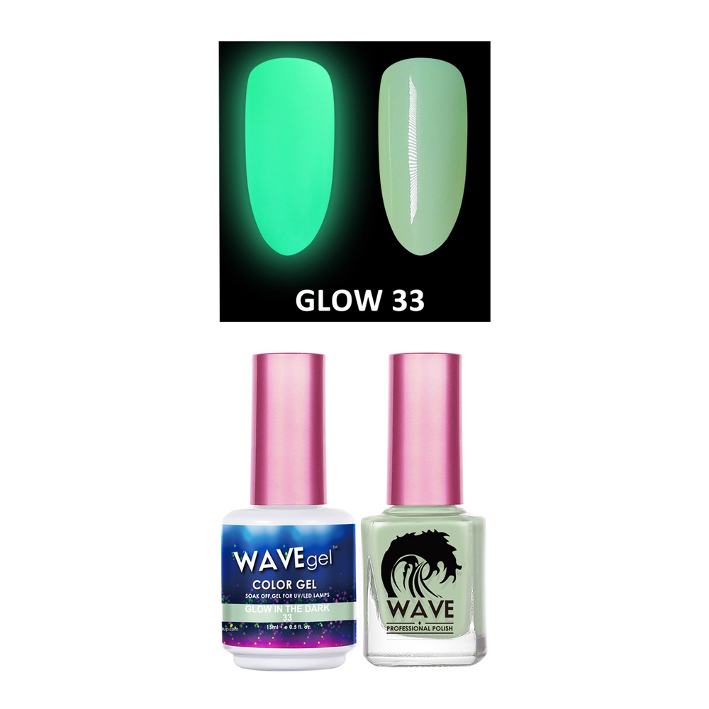 Wave Gel Gel Polish + Nail Lacquer, Glow In The Dark Collection, 33, 0.5oz