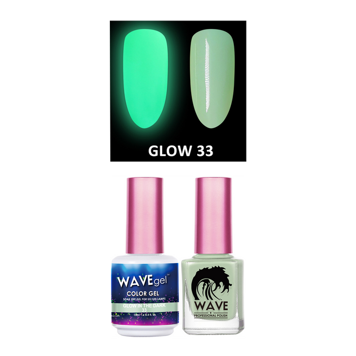 Wave Gel Gel Polish + Nail Lacquer, Glow In The Dark Collection, 33, 0.5oz