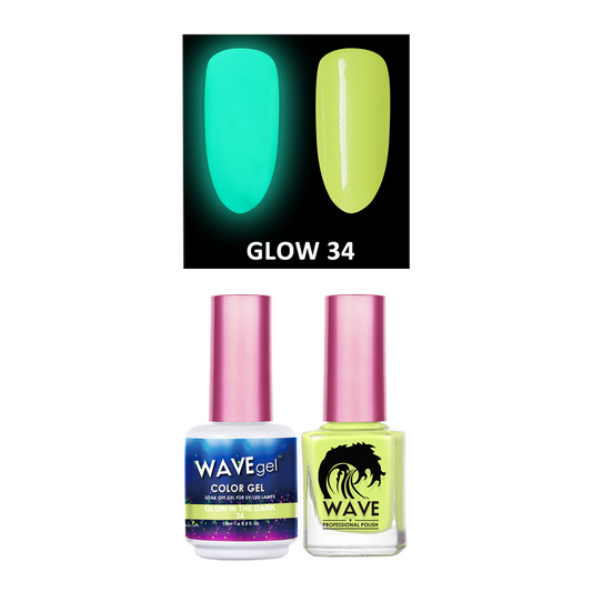 Wave Gel Gel Polish + Nail Lacquer, Glow In The Dark Collection, 34, 0.5oz