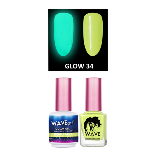 Wave Gel Gel Polish + Nail Lacquer, Glow In The Dark Collection, 34, 0.5oz