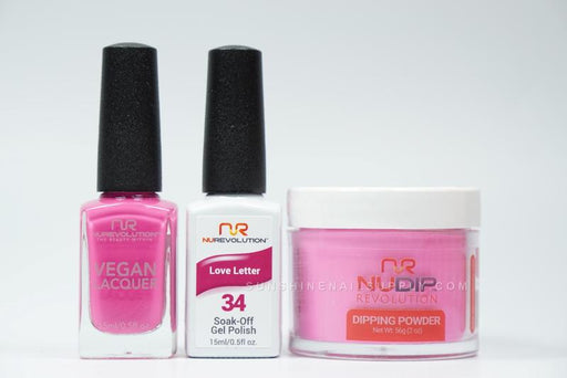 NuRevolution 3in1 Dipping Powder + Gel Polish + Nail Lacquer, 034, Love Letter OK1129