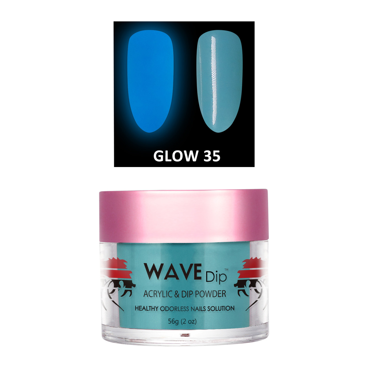 Wave Gel Acrylic/Dipping Powder, Glow In The Dark Collection, 35, 2oz