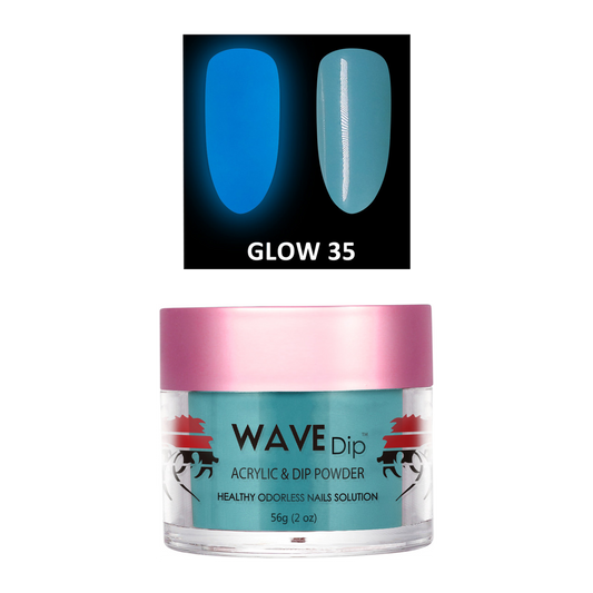 Wave Gel Acrylic/Dipping Powder, Glow In The Dark Collection, 35, 2oz