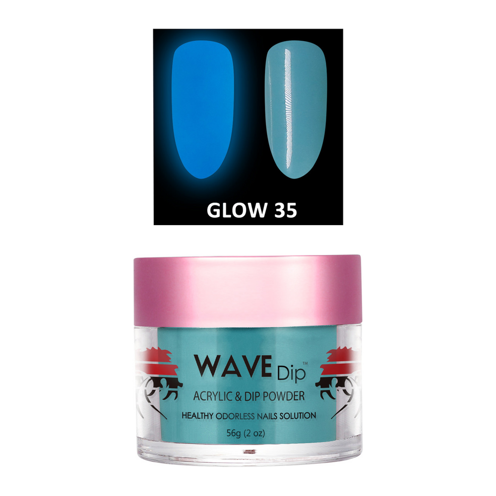 Wave Gel Acrylic/Dipping Powder, Glow In The Dark Collection, 35, 2oz