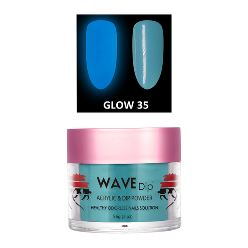 Wave Gel Acrylic/Dipping Powder, Glow In The Dark Collection, 35, 2oz