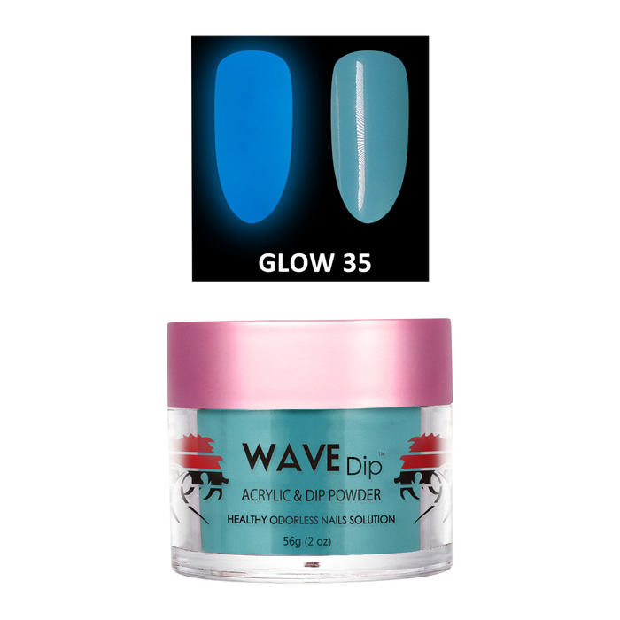 Wave Gel Acrylic/Dipping Powder, Glow In The Dark Collection, 35, 2oz
