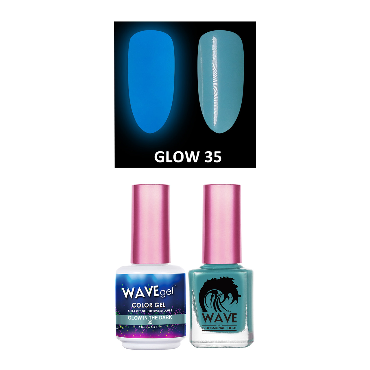 Wave Gel Gel Polish + Nail Lacquer, Glow In The Dark Collection, 35, 0.5oz