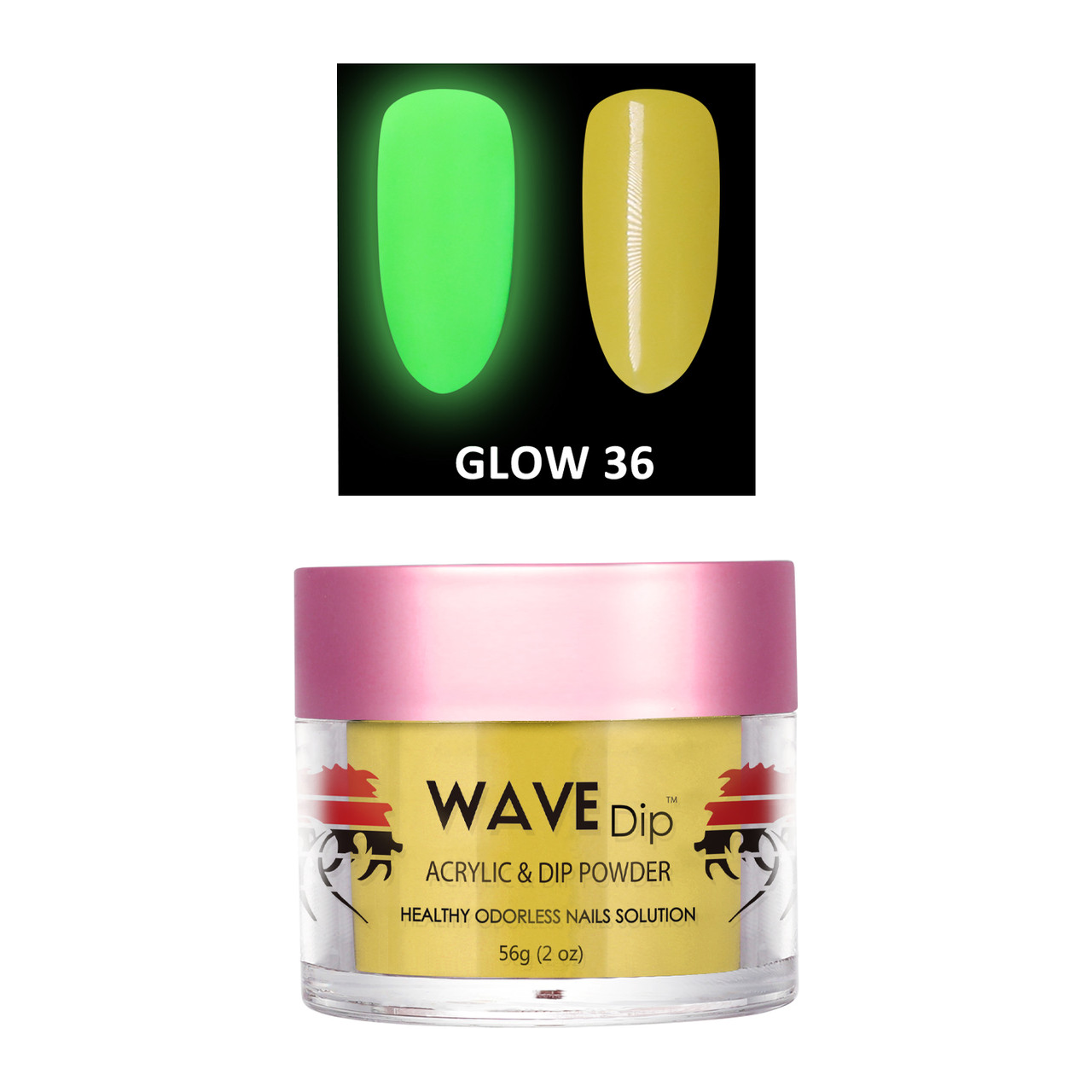 Wave Gel Acrylic/Dipping Powder, Glow In The Dark Collection, 36, 2oz