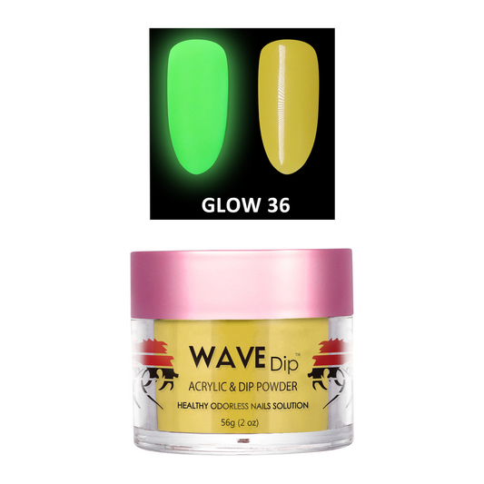 Wave Gel Acrylic/Dipping Powder, Glow In The Dark Collection, 36, 2oz