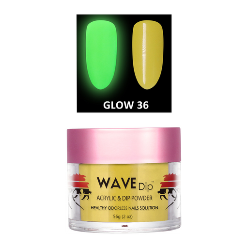 Wave Gel Acrylic/Dipping Powder, Glow In The Dark Collection, 36, 2oz