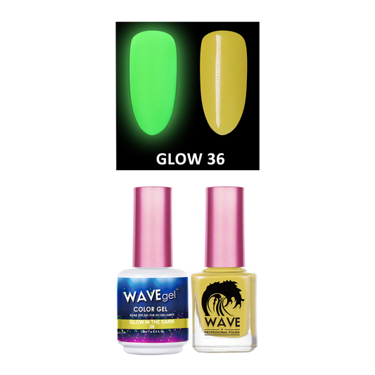 Wave Gel Gel Polish + Nail Lacquer, Glow In The Dark Collection, 36, 0.5oz