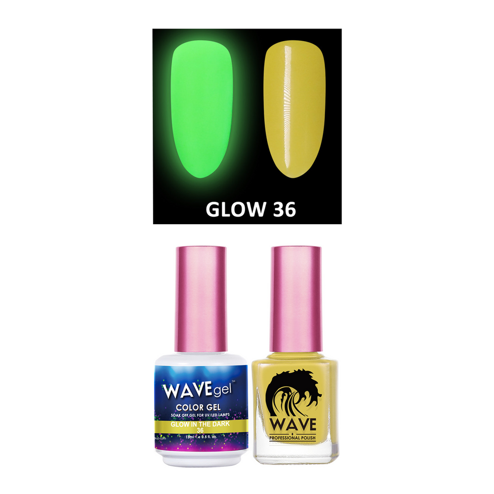 Wave Gel Gel Polish + Nail Lacquer, Glow In The Dark Collection, 36, 0.5oz