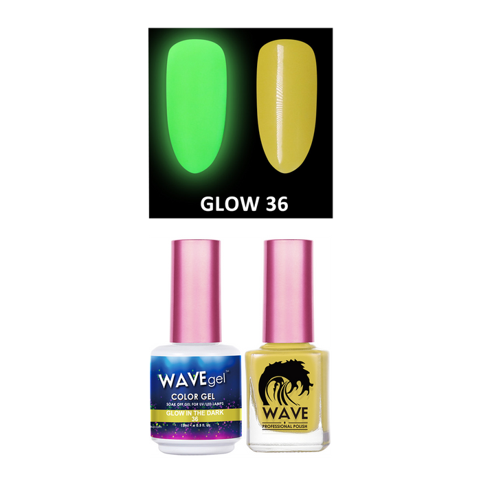 Wave Gel Gel Polish + Nail Lacquer, Glow In The Dark Collection, 36, 0.5oz
