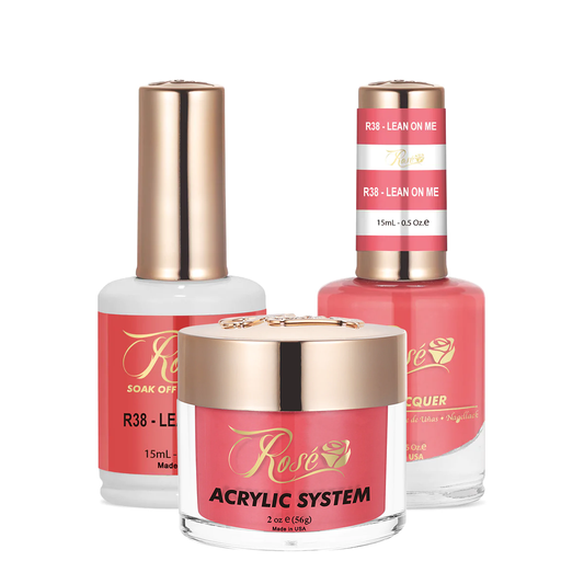 Rose 3in1 Acrylic/Dipping Powder + Gel Polish + Nail Lacquer, 038, Lean On Me