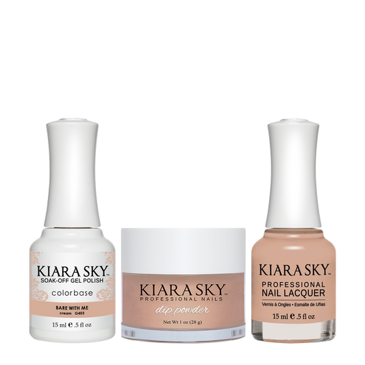 Kiara Sky 3in1 Dipping Powder + Gel Polish + Nail Lacquer, DGL 403, Bare With Me