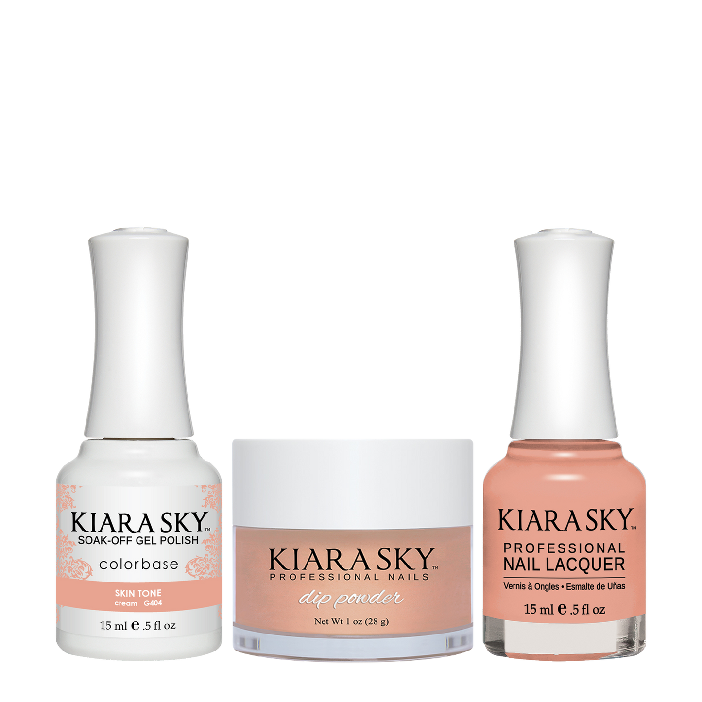 Kiara Sky 3in1 Dipping Powder + Gel Polish + Nail Lacquer, DGL 404, Skin Tone