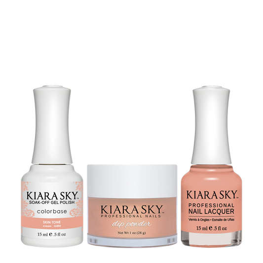 Kiara Sky 3in1 Dipping Powder + Gel Polish + Nail Lacquer, DGL 404, Skin Tone