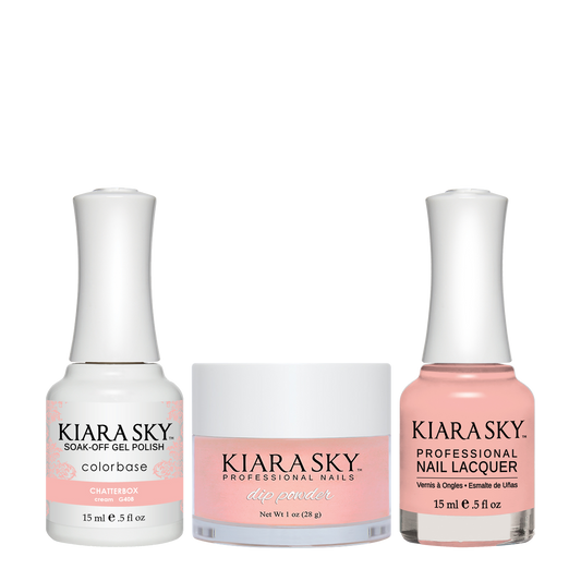 Kiara Sky 3in1 Dipping Powder + Gel Polish + Nail Lacquer, DGL 408, Chatterbox