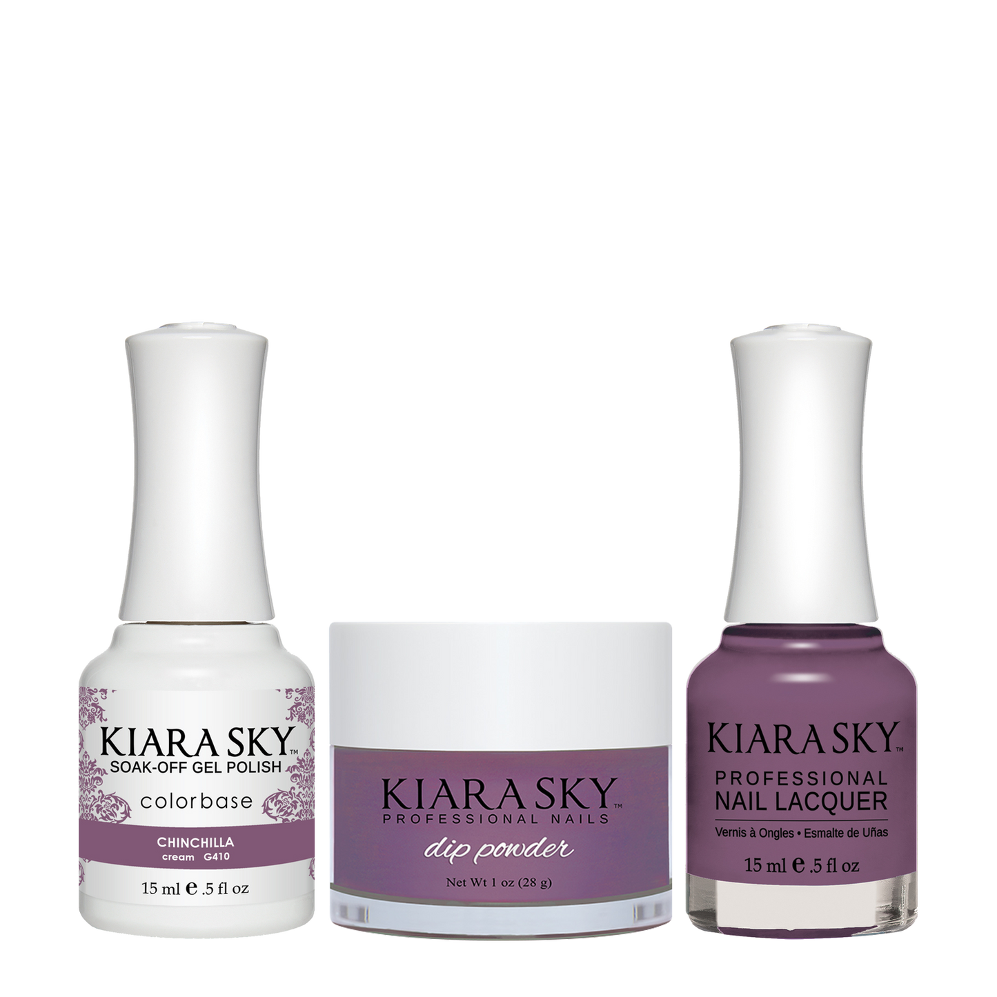 Kiara Sky 3in1 Dipping Powder + Gel Polish + Nail Lacquer, DGL 410, Chinchilla