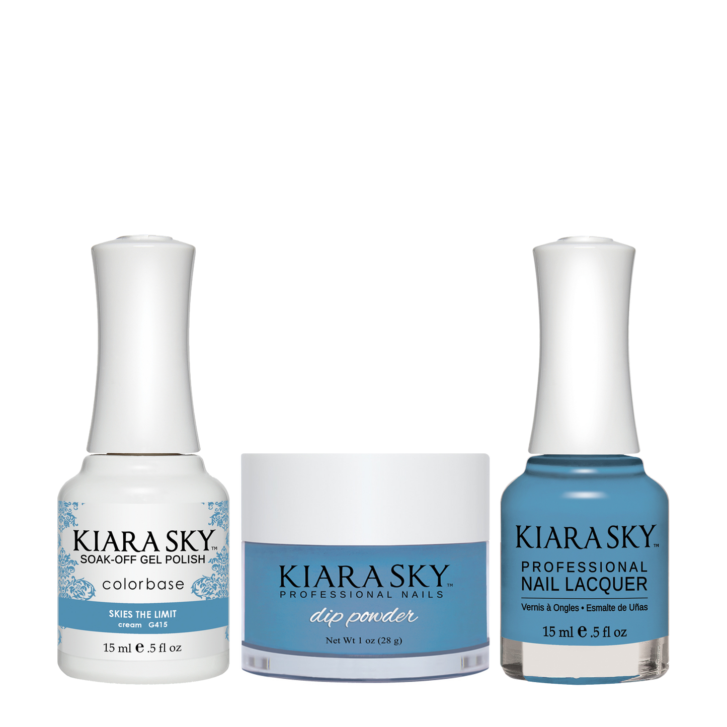 Kiara Sky 3in1 Dipping Powder + Gel Polish + Nail Lacquer, DGL 415, Skies The Limit