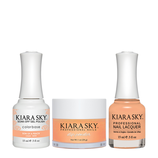 Kiara Sky 3in1 Dipping Powder + Gel Polish + Nail Lacquer, DGL 418, Son Of A Peach