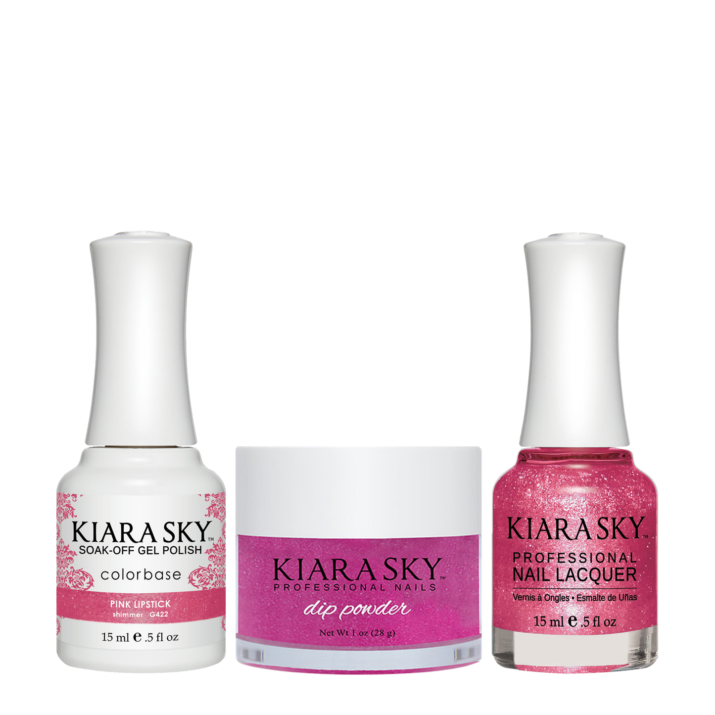 Kiara Sky 3in1 Dipping Powder + Gel Polish + Nail Lacquer, DGL 422, Pink Lipstick