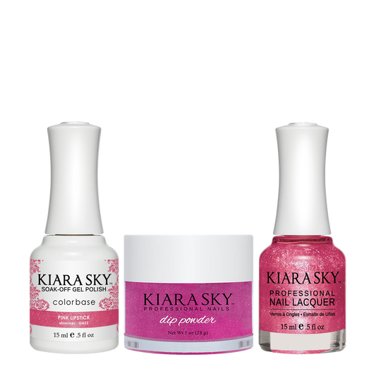 Kiara Sky 3in1 Dipping Powder + Gel Polish + Nail Lacquer, DGL 422, Pink Lipstick