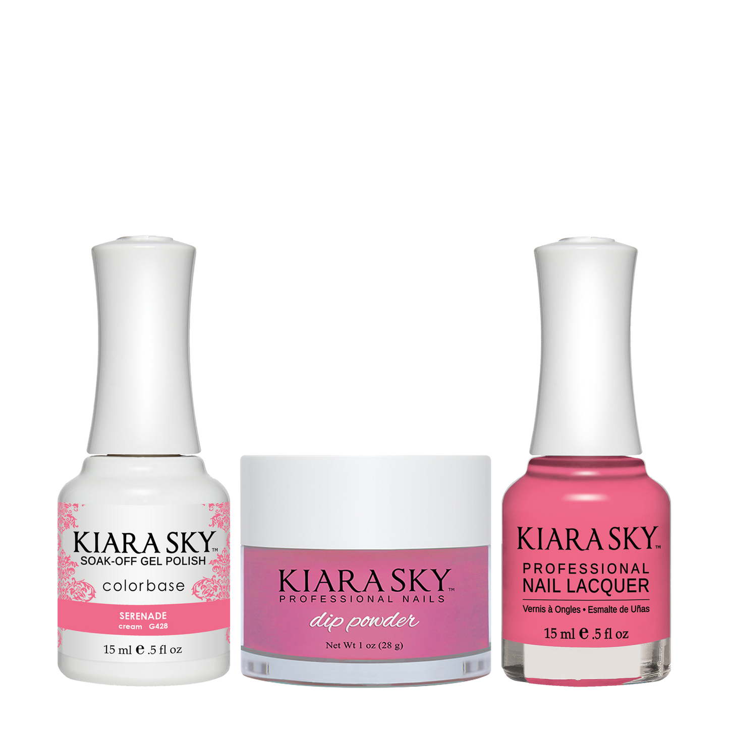 Kiara Sky 3in1 Dipping Powder + Gel Polish + Nail Lacquer, DGL 428, Serenade