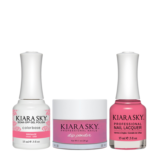 Kiara Sky 3in1 Dipping Powder + Gel Polish + Nail Lacquer, DGL 428, Serenade