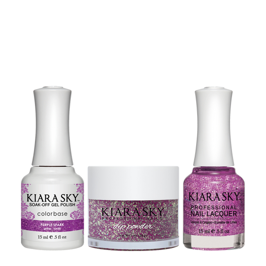 Kiara Sky 3in1 Dipping Powder + Gel Polish + Nail Lacquer, DGL 430, Purple Spark