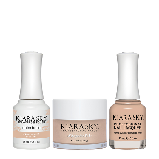 Kiara Sky 3in1 Dipping Powder + Gel Polish + Nail Lacquer, DGL 431, Creme D Nude