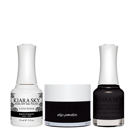 Kiara Sky 3in1 Dipping Powder + Gel Polish + Nail Lacquer, DGL 435, Black To Black