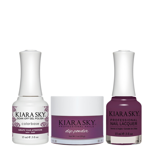 Kiara Sky 3in1 Dipping Powder + Gel Polish + Nail Lacquer, DGL 445, Grape Your Attention