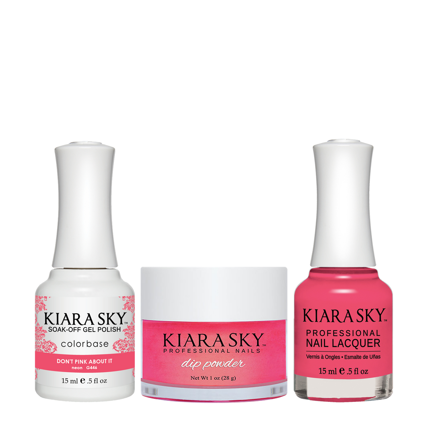 Kiara Sky 3in1 Dipping Powder + Gel Polish + Nail Lacquer, DGL 446, Dont Pink