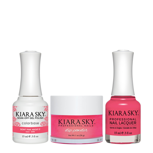 Kiara Sky 3in1 Dipping Powder + Gel Polish + Nail Lacquer, DGL 446, Dont Pink