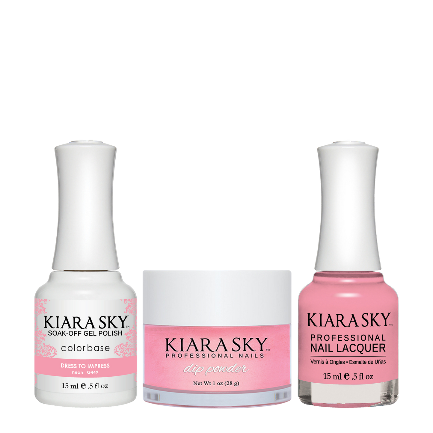 Kiara Sky 3in1 Dipping Powder + Gel Polish + Nail Lacquer, DGL 449, Dress-To-Impress