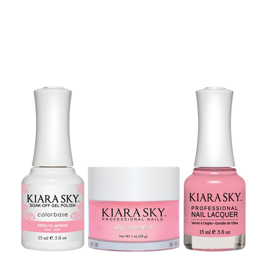 Kiara Sky 3in1 Dipping Powder + Gel Polish + Nail Lacquer, DGL 449, Dress-To-Impress