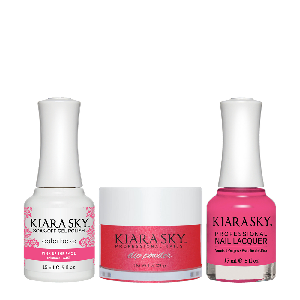 Kiara Sky 3in1 Dipping Powder + Gel Polish + Nail Lacquer, DGL 451, Pink-Up-The-Pace