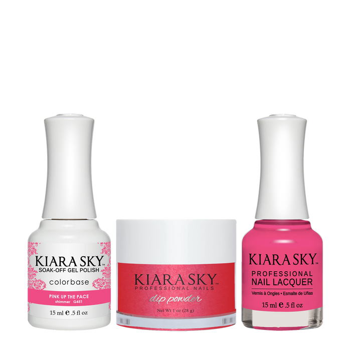Kiara Sky 3in1 Dipping Powder + Gel Polish + Nail Lacquer, DGL 451, Pink-Up-The-Pace
