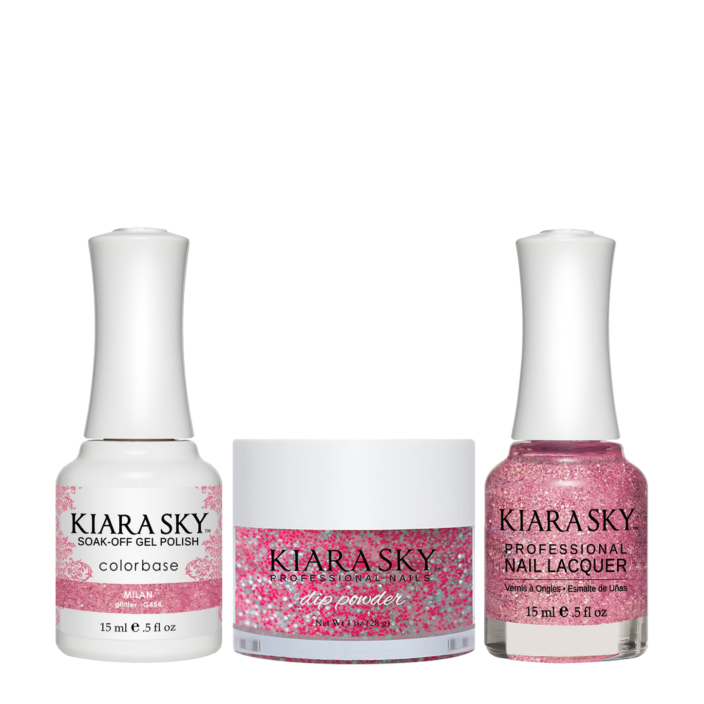 Kiara Sky 3in1 Dipping Powder + Gel Polish + Nail Lacquer, DGL 454, Milan