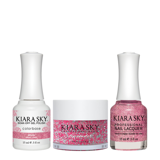 Kiara Sky 3in1 Dipping Powder + Gel Polish + Nail Lacquer, DGL 454, Milan