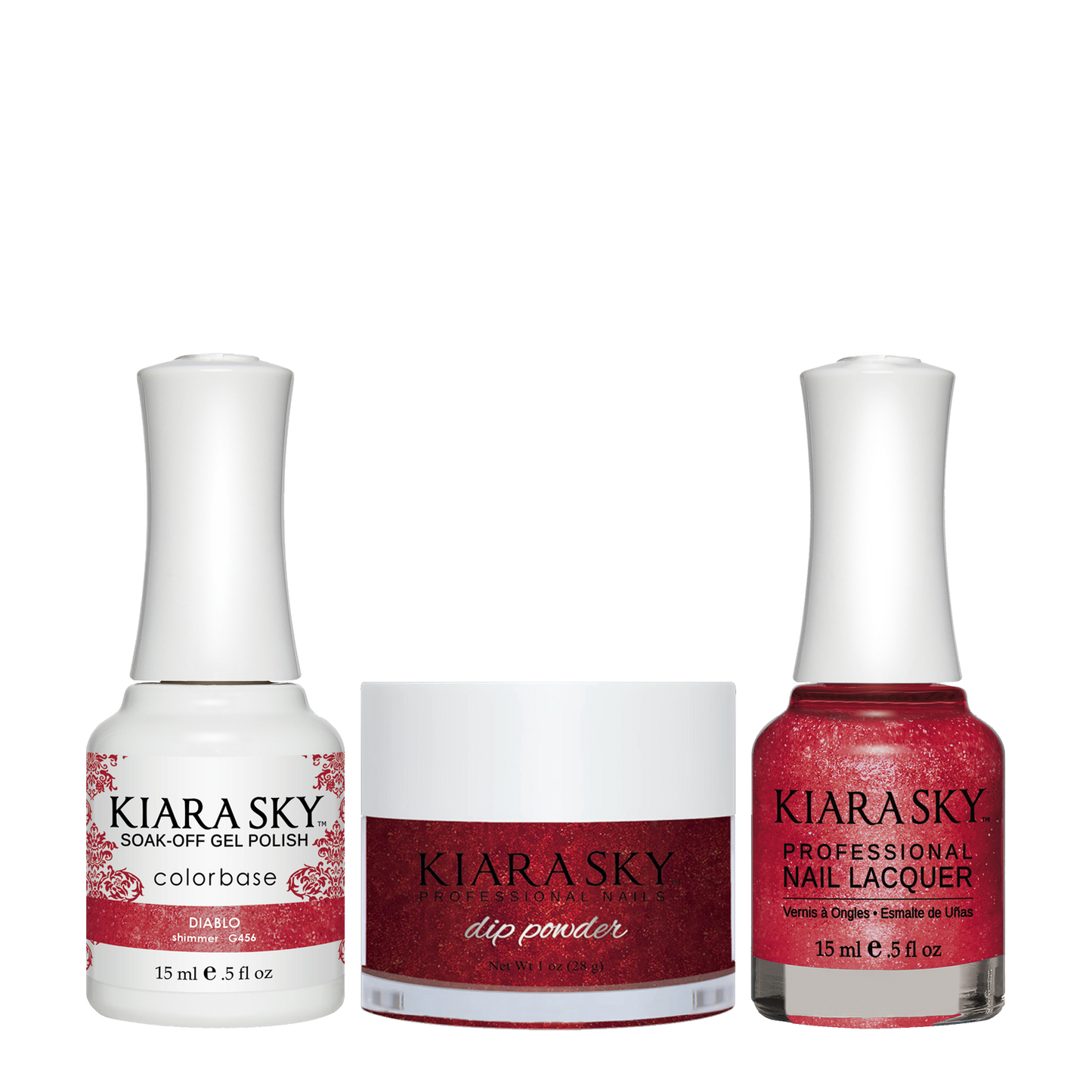 Kiara Sky 3in1 Dipping Powder + Gel Polish + Nail Lacquer, DGL 456, Diablo