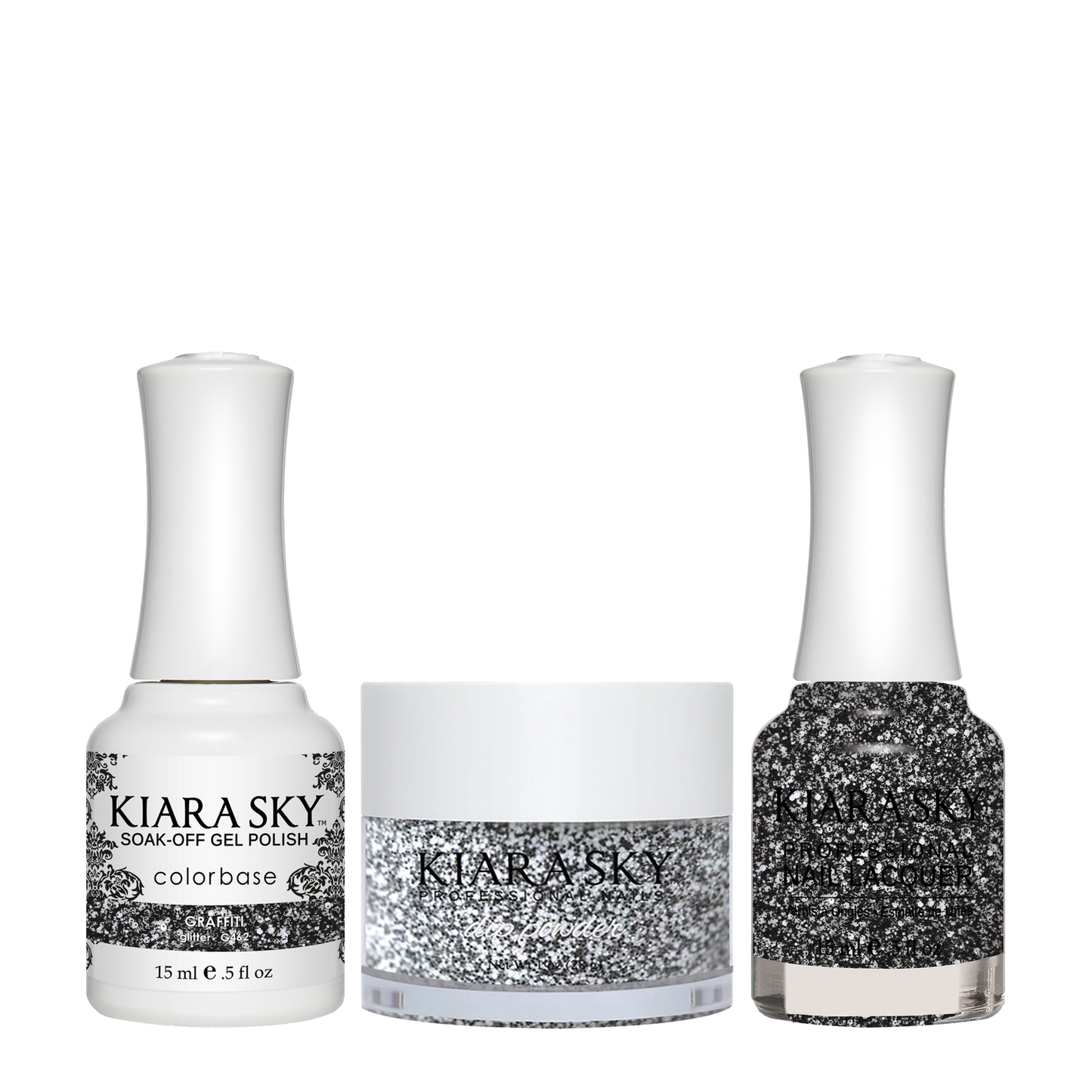 Kiara Sky 3in1 Dipping Powder + Gel Polish + Nail Lacquer, DGL 462, Graffiti