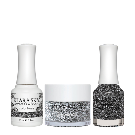 Kiara Sky 3in1 Dipping Powder + Gel Polish + Nail Lacquer, DGL 462, Graffiti