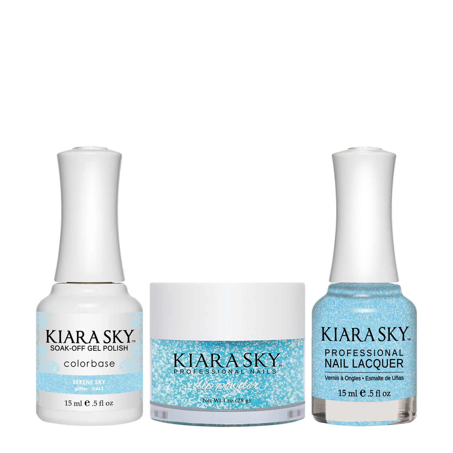 Kiara Sky 3in1 Dipping Powder + Gel Polish + Nail Lacquer, DGL 463, Serene Sky