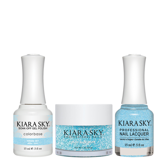 Kiara Sky 3in1 Dipping Powder + Gel Polish + Nail Lacquer, DGL 463, Serene Sky