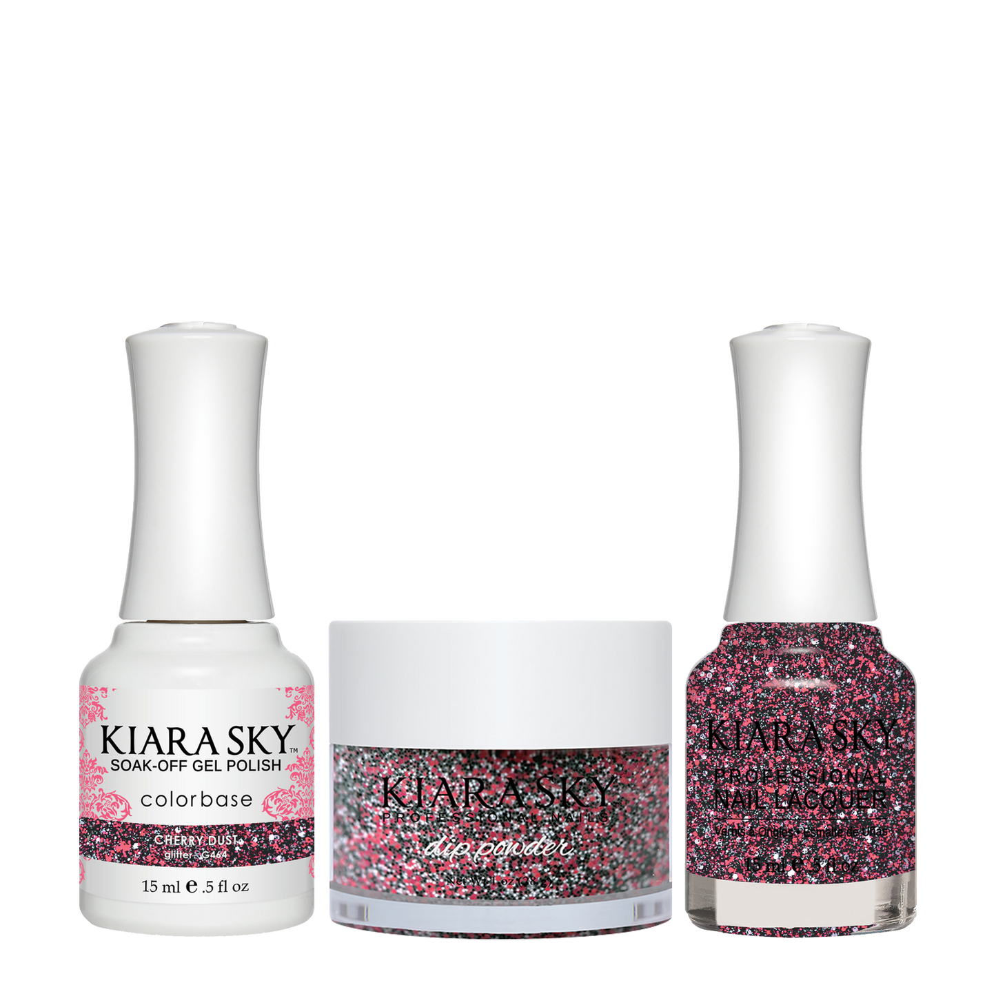 Kiara Sky 3in1 Dipping Powder + Gel Polish + Nail Lacquer, DGL 464, Cherry Dust