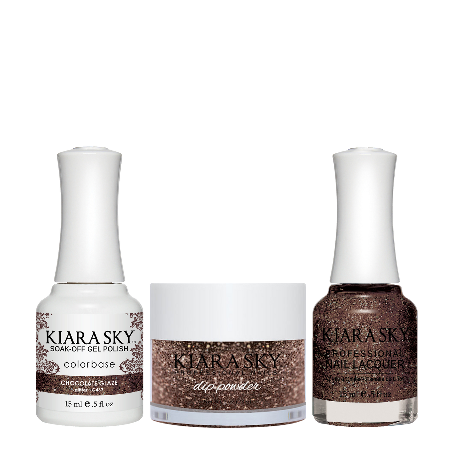 Kiara Sky 3in1 Dipping Powder + Gel Polish + Nail Lacquer, DGL 467, Chocolate Glaze