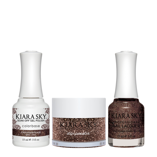 Kiara Sky 3in1 Dipping Powder + Gel Polish + Nail Lacquer, DGL 467, Chocolate Glaze